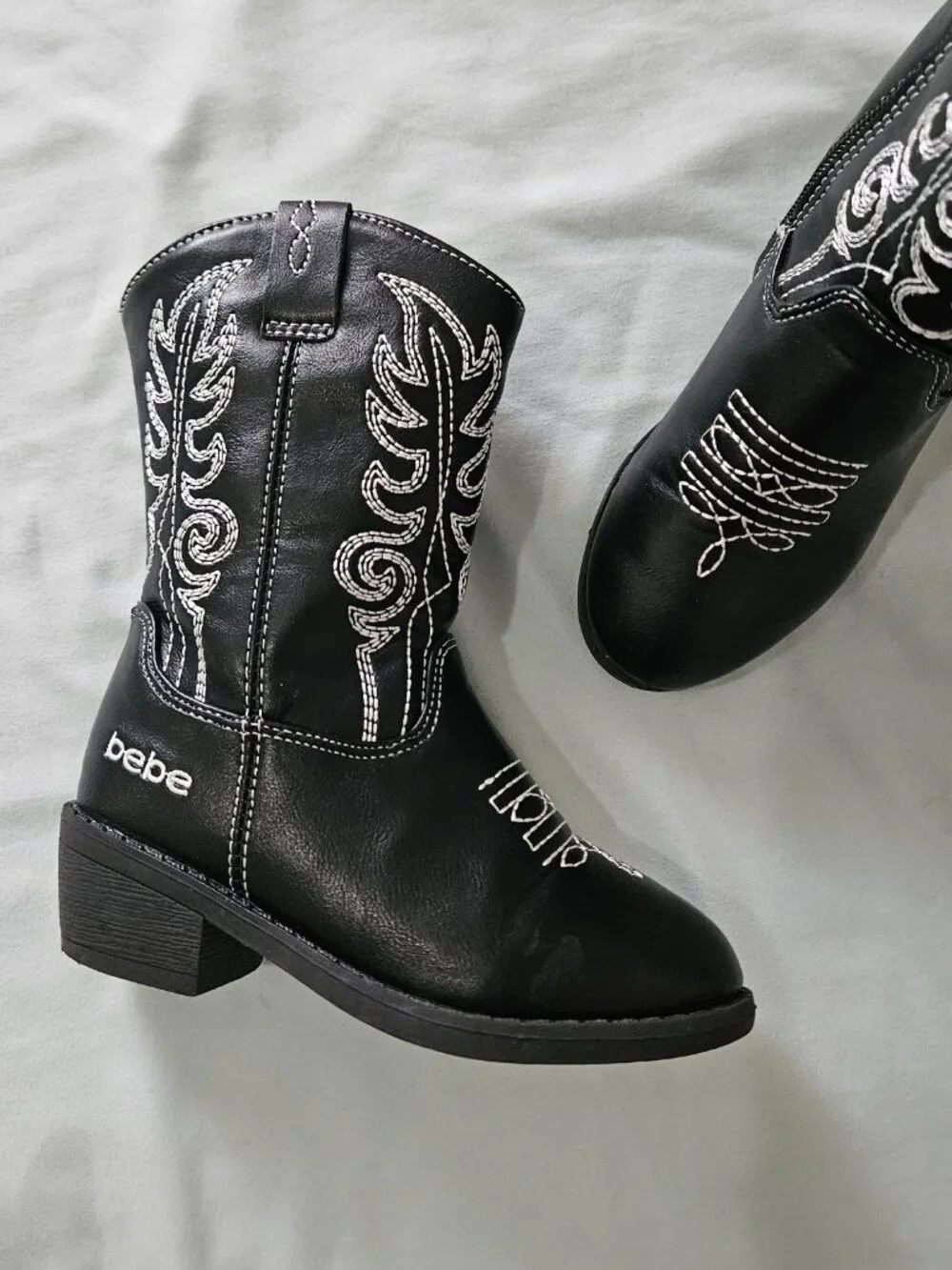 bebe girls Black Western Cowboy Boots Embroidered Toddler Girl Size 8